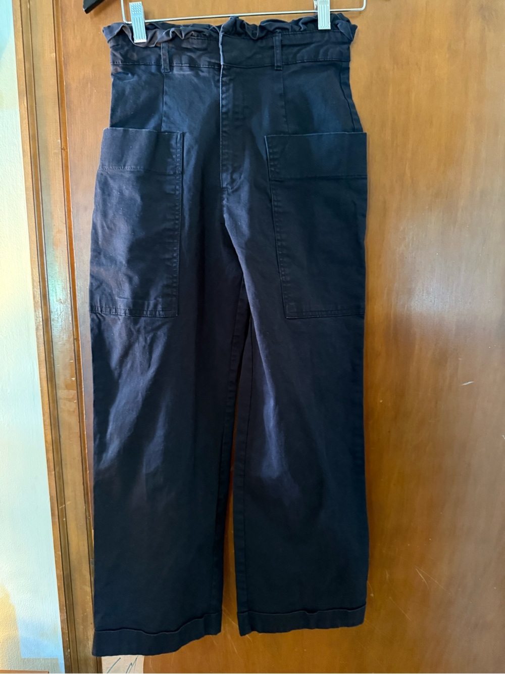Zara Black Cargo Pants with High Paperbag Waist